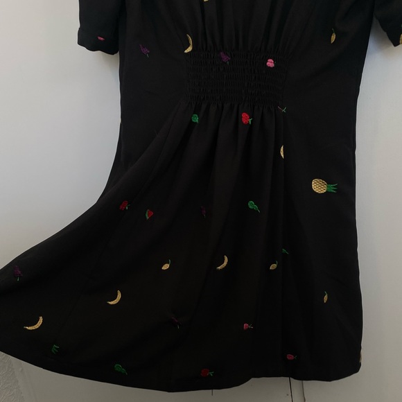 Abow Black Dress with Fruit Embroidery 🍉 🍎 🍌 Size 10 - Picture 16 of 16